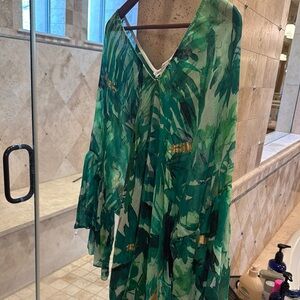 Green Leaf Print Kaftan